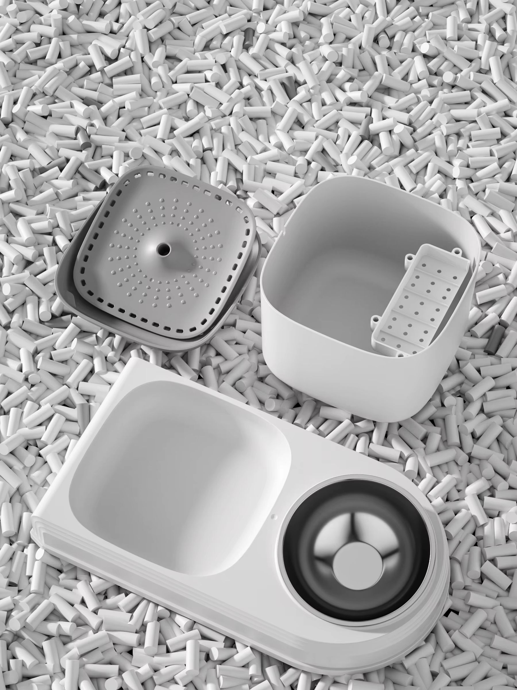 Поилка-фонтан Lapka с кормушкой WF072 белая фото 7