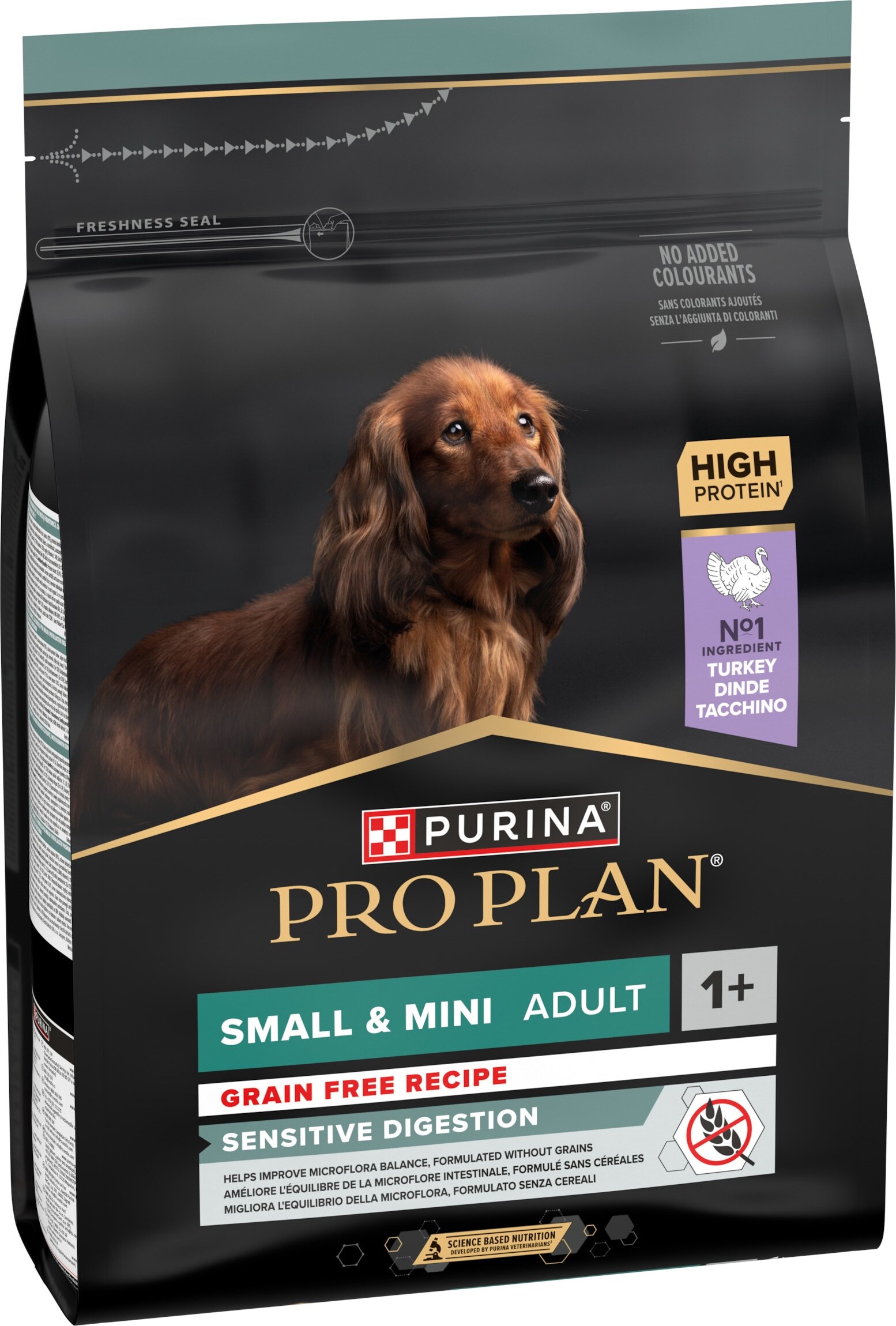 Сухой корм для собак с чувствительным пищеварением Purina Pro Plan Small&Min 1+ Sensitive Digestion с индейкой 2,5 кг фото 2