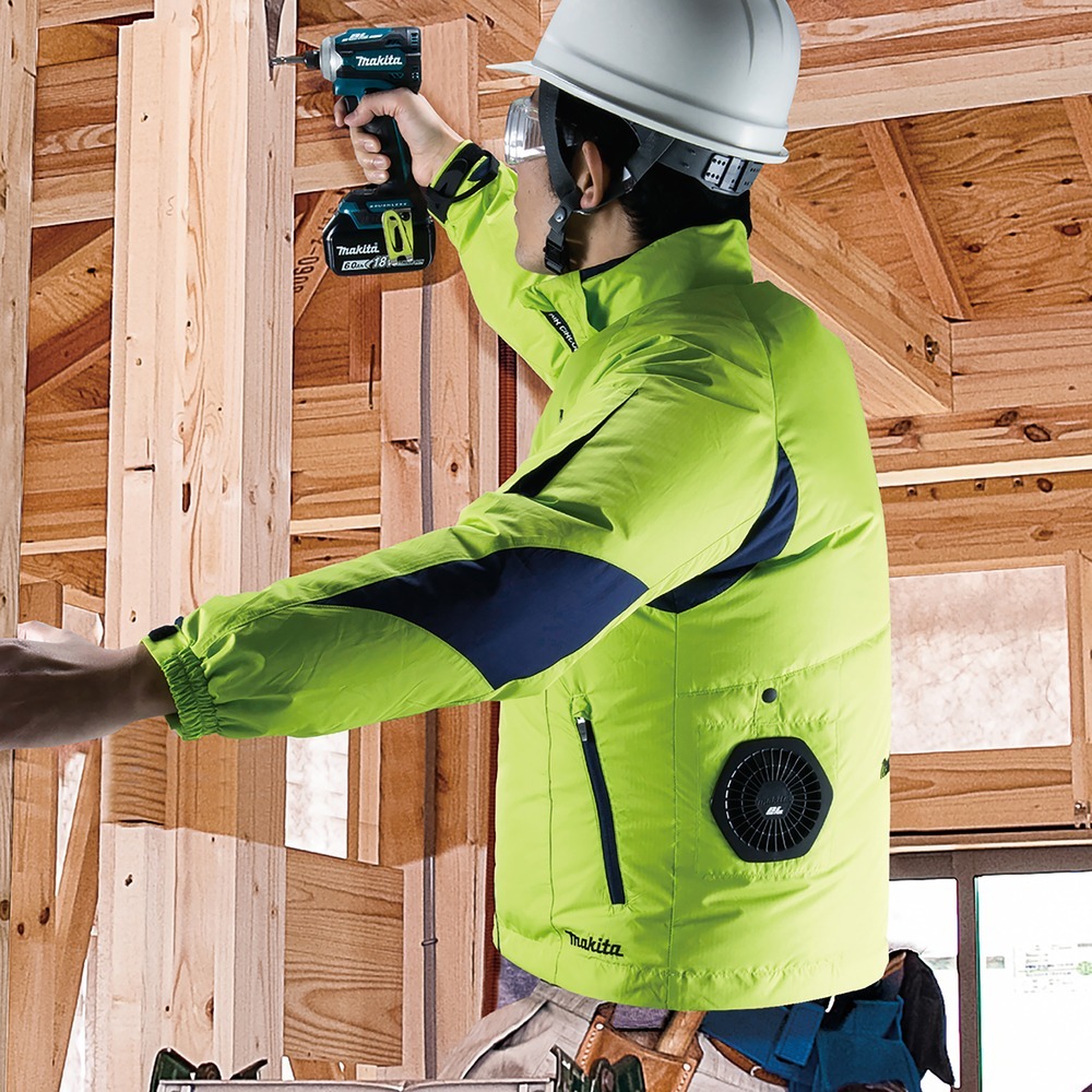 Куртка акумуляторна Makita LXT/CXT, 10.8-18В, з вентиляцією, поліестер, розмір M, зелена (DFJ212ZM)фото