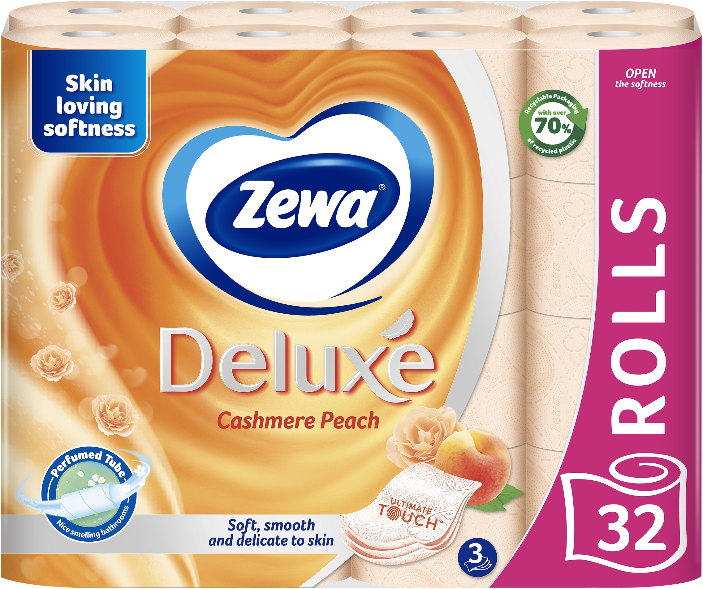 Туалетная бумага Zewa Deluxe персиковая 32 рулона фото 