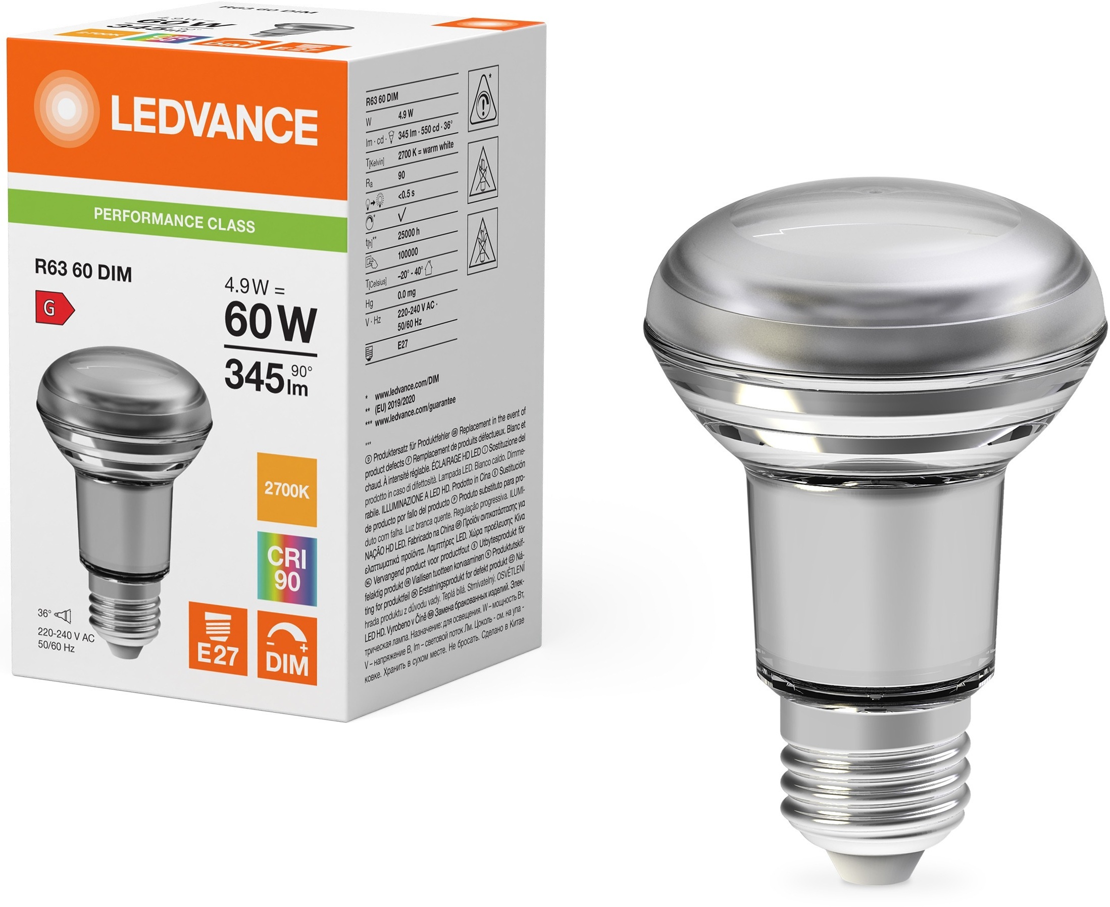 Лампа OSRAM LED E27 4.9Вт 2700К (4099854047954) фото 