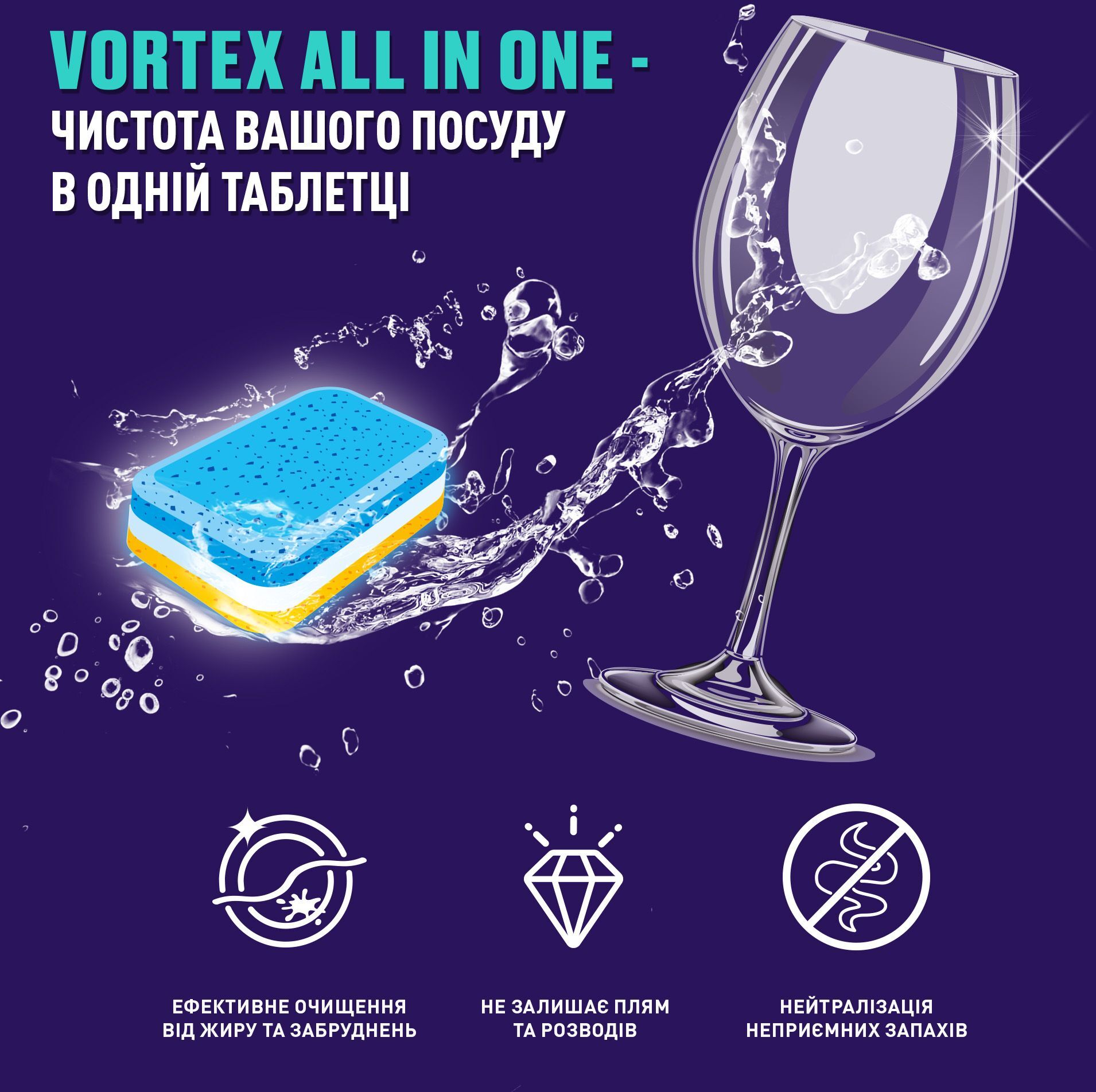 Таблетки для посудомийної машини Vortex Classic 100 штфото2