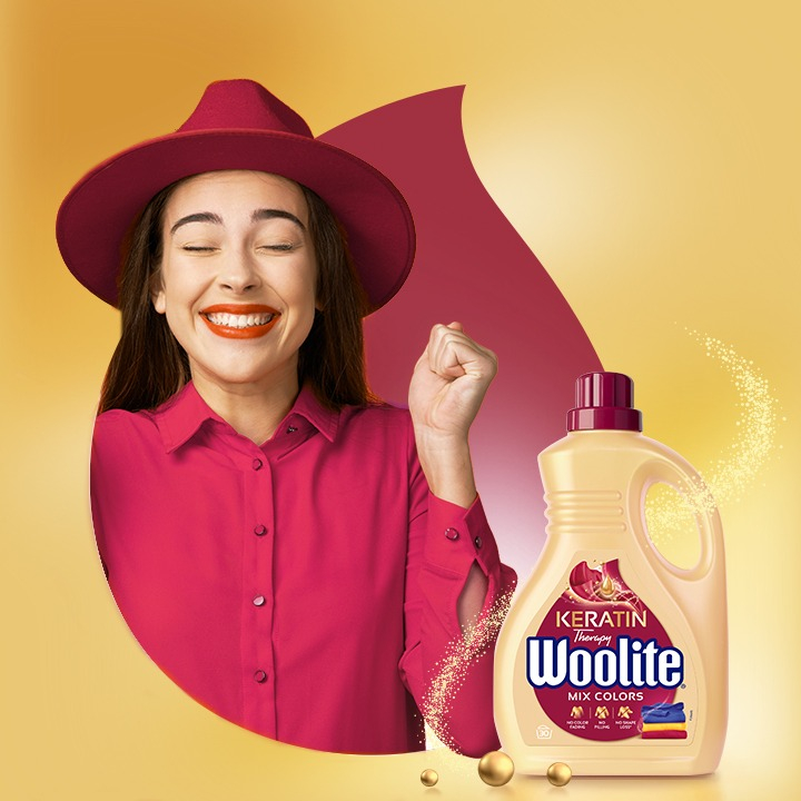 Гель для стирки Woolite для цветных тканей с кератином 1.8 л фото 2