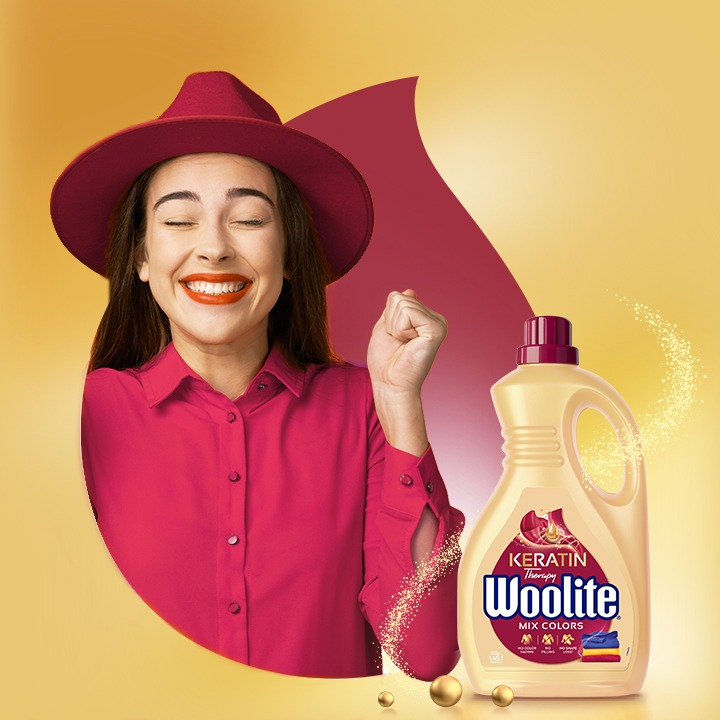 Гель для стирки Woolite для цветных тканей с кератином 2.7 л фото 2