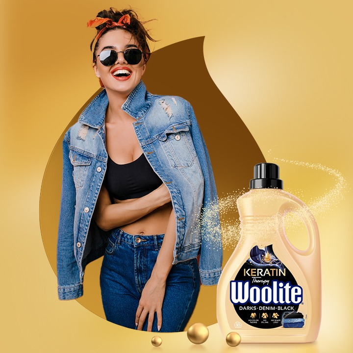 Гель для стирки Woolite для черных и джинсовых тканей с кератином 1.8 л фото 