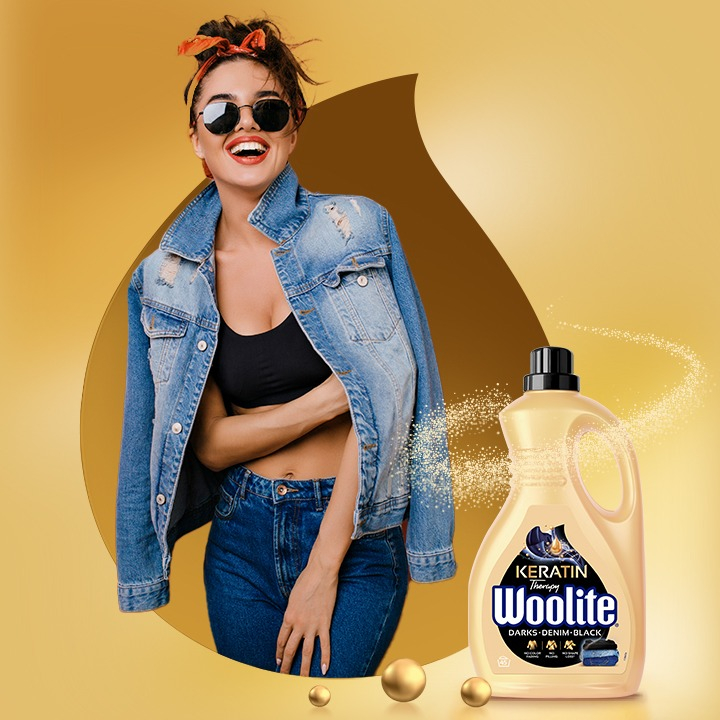 Гель для прання Woolite для чорних та джинсових тканин з кератином 2.7 лфото