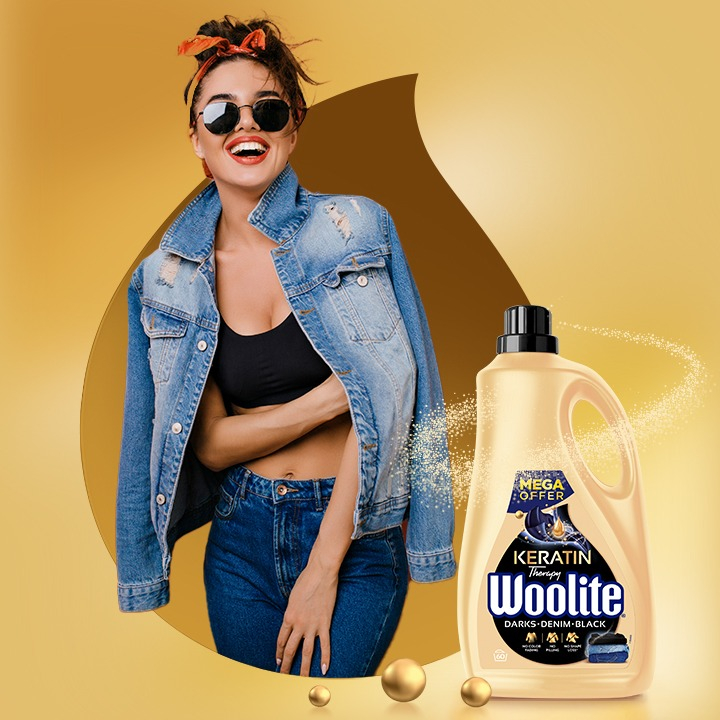Гель для прання Woolite для чорних та джинсових тканин з кератином 3.6 лфото