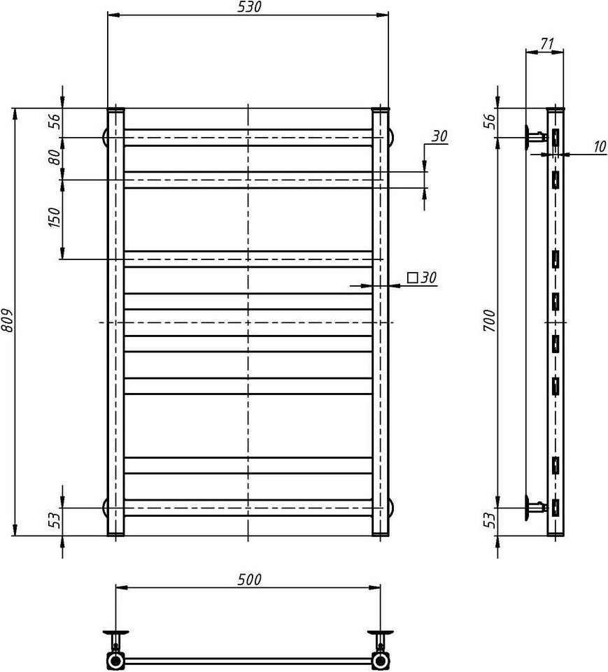 Полотенцесушитель Navin водяной Авангард 500х800, черный муар (00-228050-5080) фото 2