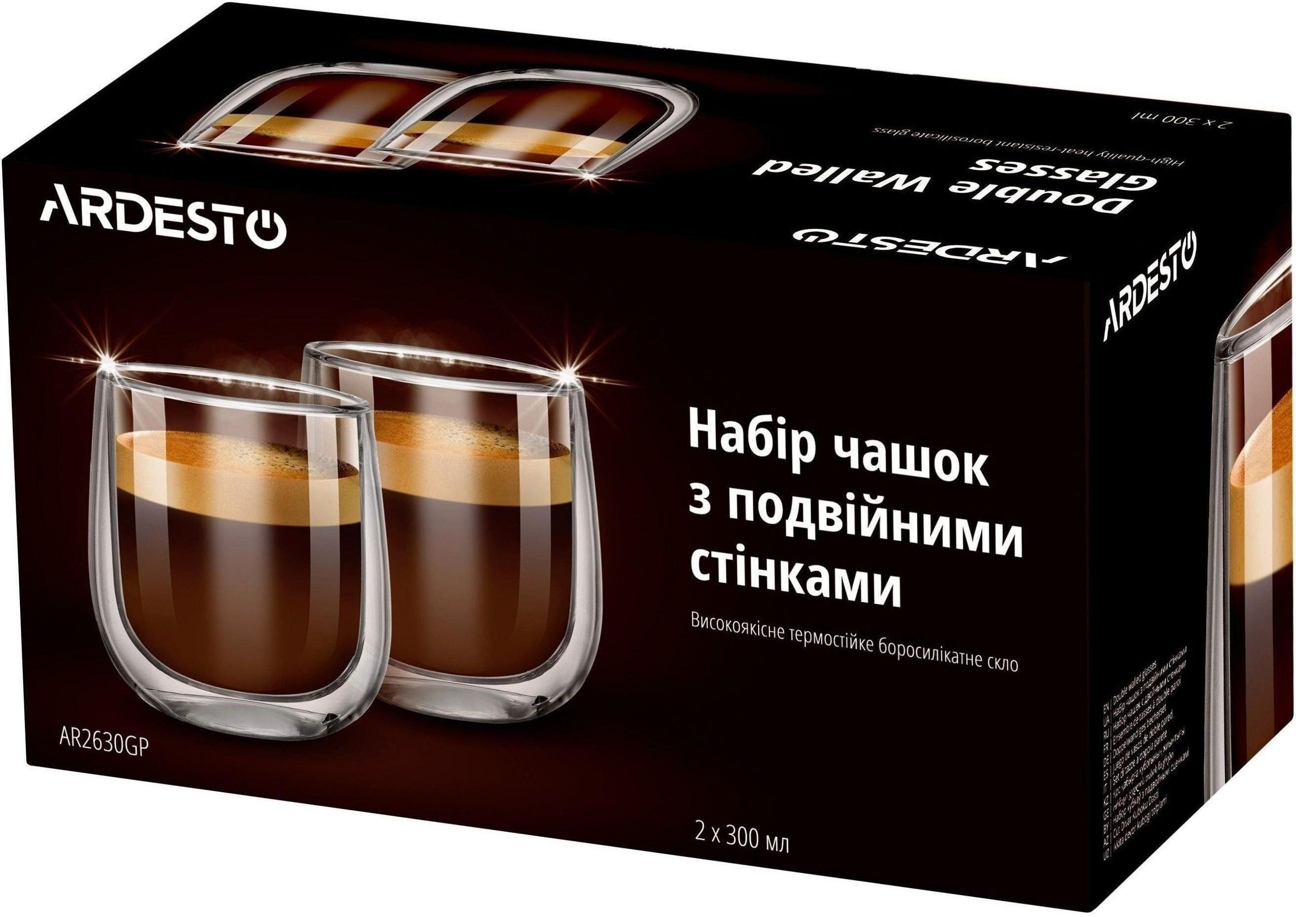 Комплект Кавоварка Ardesto YCM-E1502 Набір чашок Ardesto з подвійними стінками, 300 мл, 2 штфото22