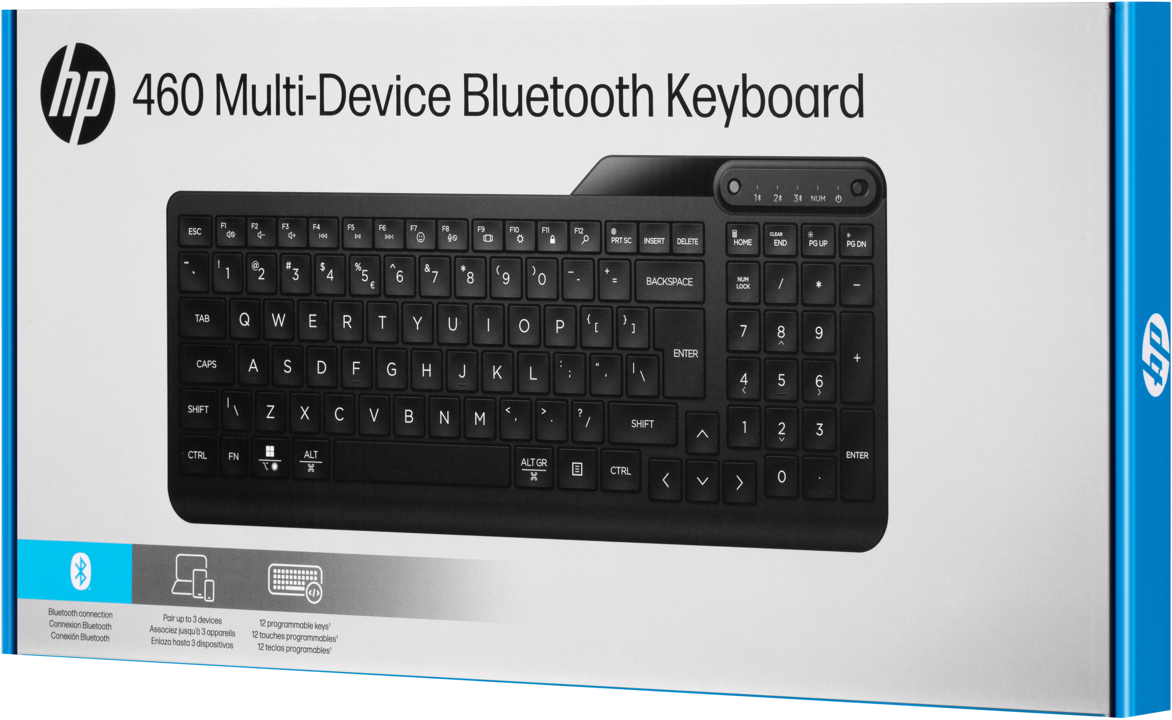 Клавиатура мембранная HP 460 Multi-Device 102key, BT, EN/UK, Black (7N7B8AA) фото 9