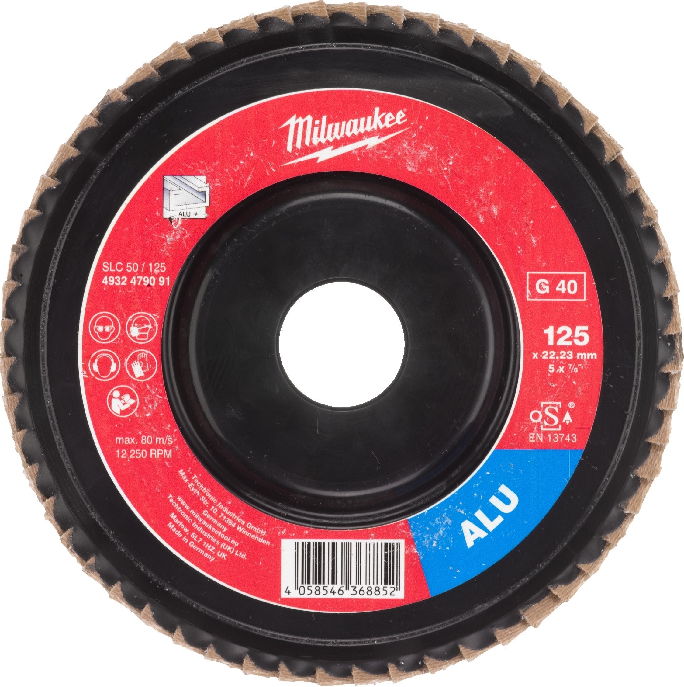 Диск пелюстковий Milwaukee ALUMINIUM, 125x22.2мм, K40 (4932479091)фото2