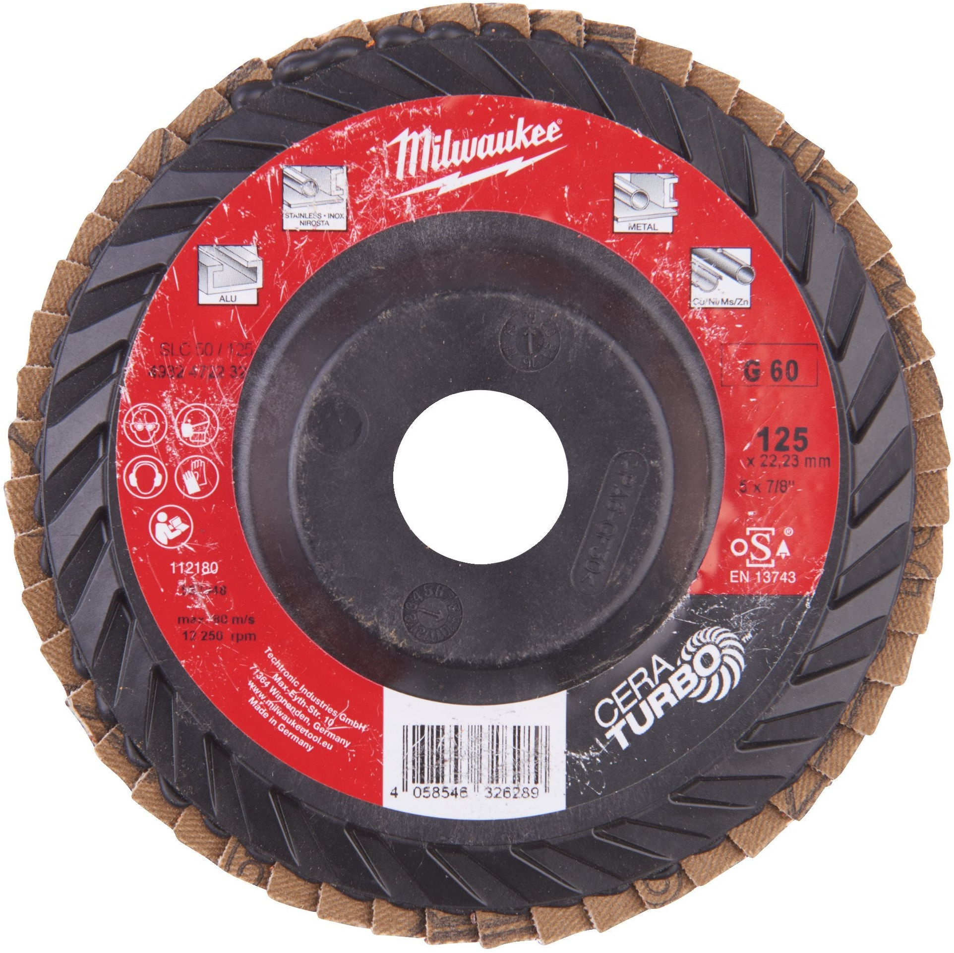 Диск пелюстковий Milwaukee CERA TURBO, 125x22.2мм, K60 (4932472232)фото2