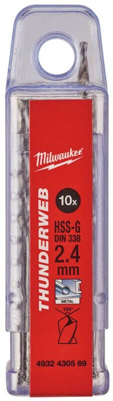 Сверло по металлу Milwaukee Thunderweb HSS-G, 2.4х30х57мм, 10шт (4932430569) фото 3