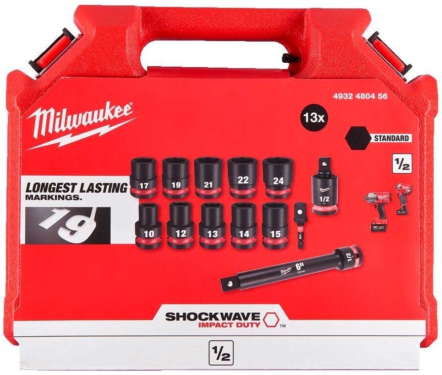 Набір торцевих головок Milwaukee, 1/2", 13шт, 10-24мм, кейс (4932480456)фото2