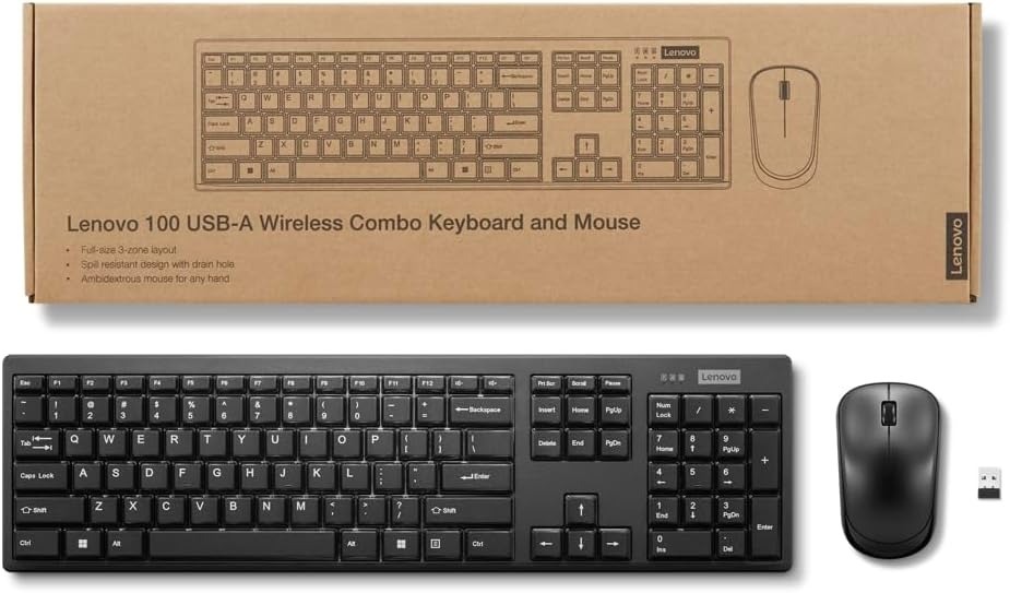 Комплект Lenovo 100 USB-A Wireless Combo Keyboard and Mouse (GX31Q28916) фото 4