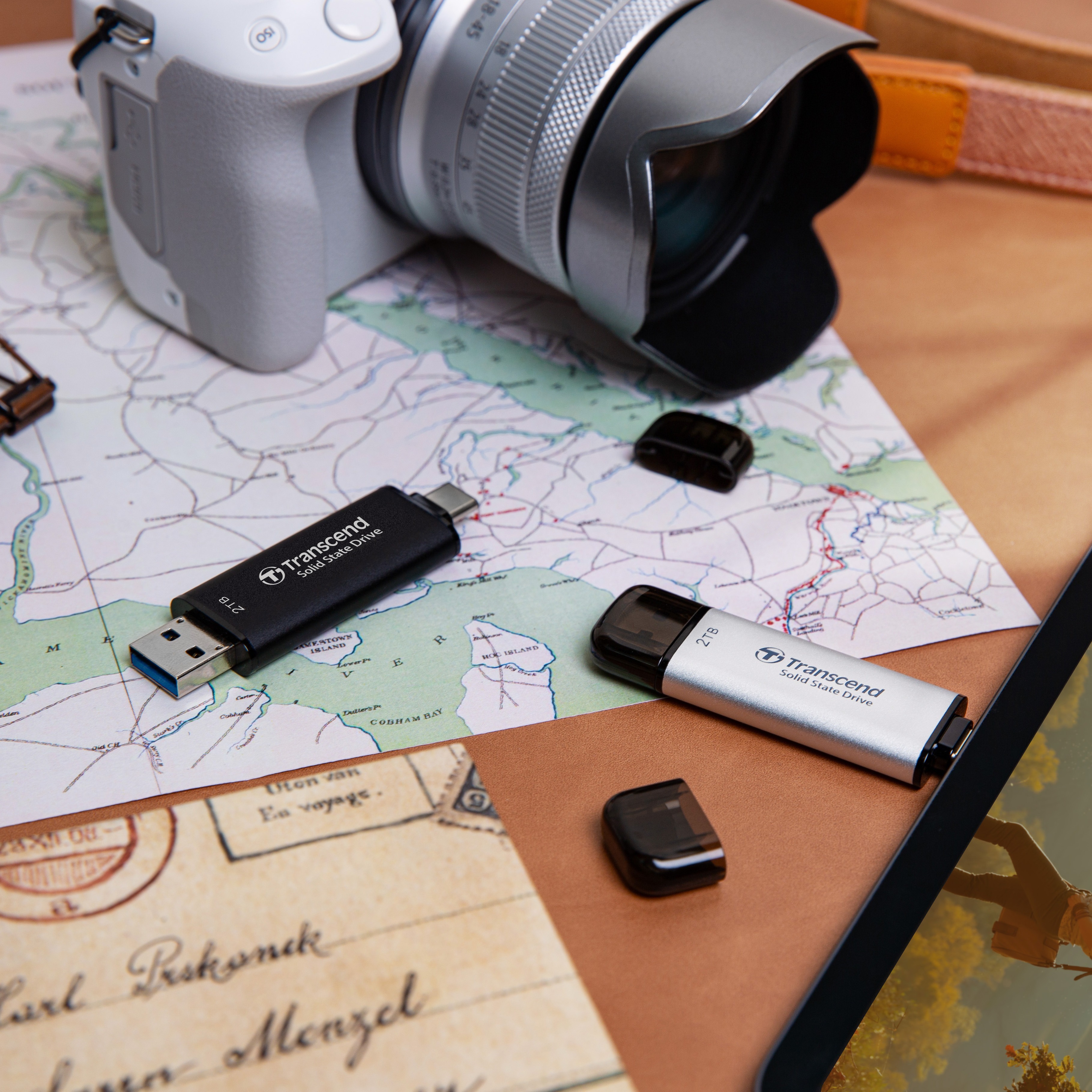 Портативний SSD Transcend 512GB USB 3.1 Gen 2 Type-A + Type-C Black (TS512GESD310C)фото