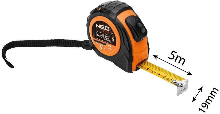 Рулетка Neo Tools 5м, 19мм, с фиксатором (67-222) фото
