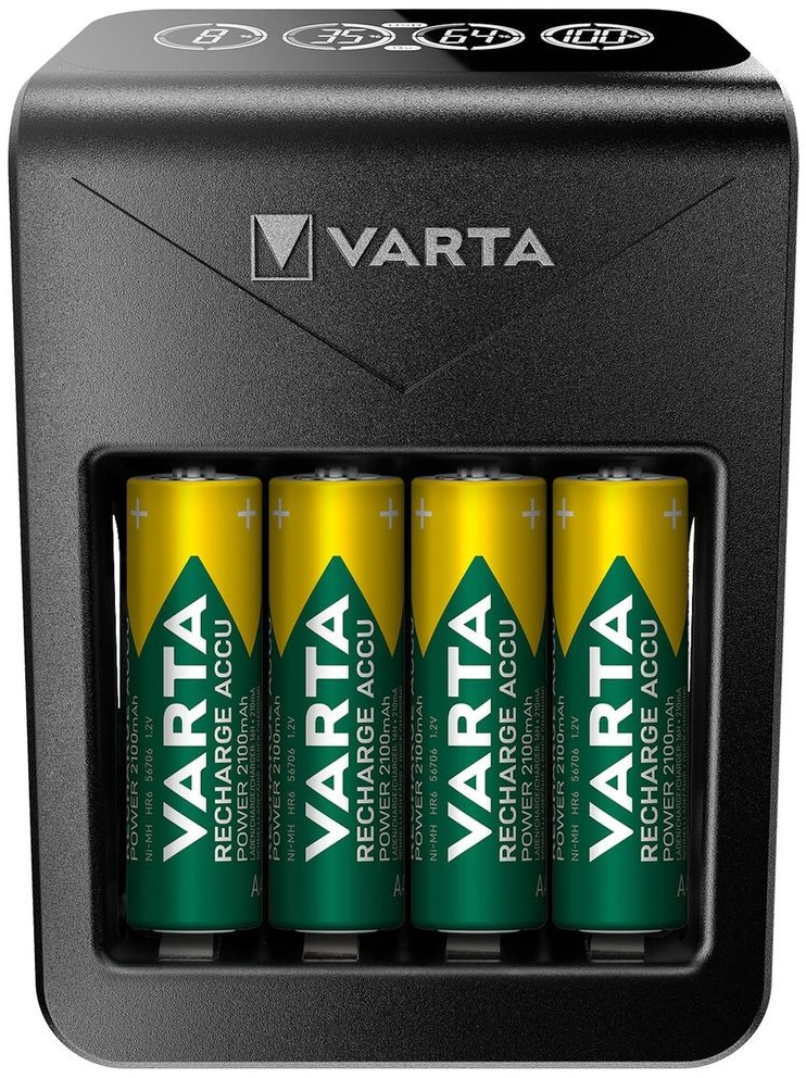 Зарядное устройство LCD Varta Plug Charger + Аккумулятор NI-MH AA2600 мАч 4 шт. (57687101461) фото 2