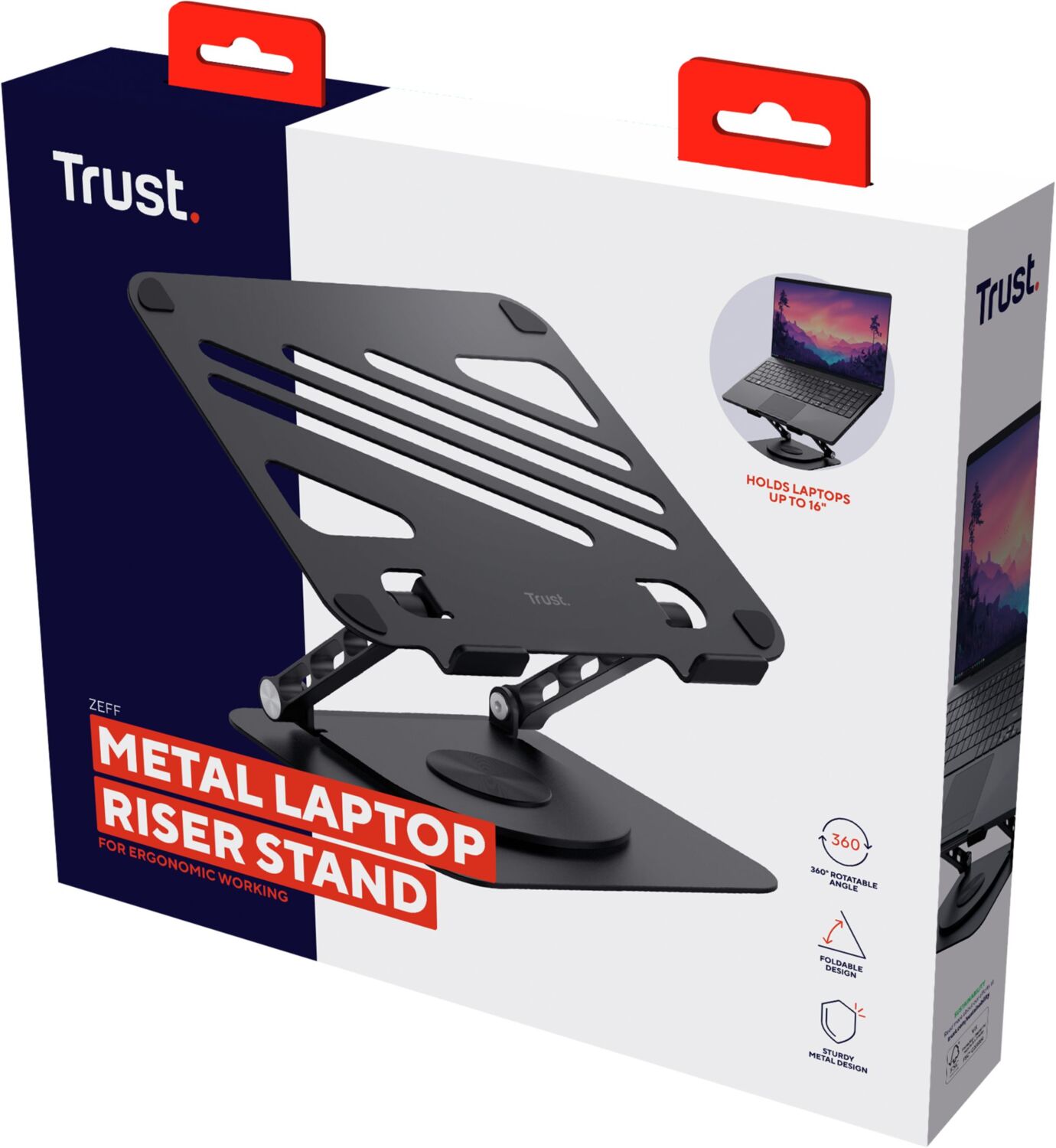 Підставка для ноутбука Trust Zeff Metal, до 16", Gray (25482_TRUST)фото