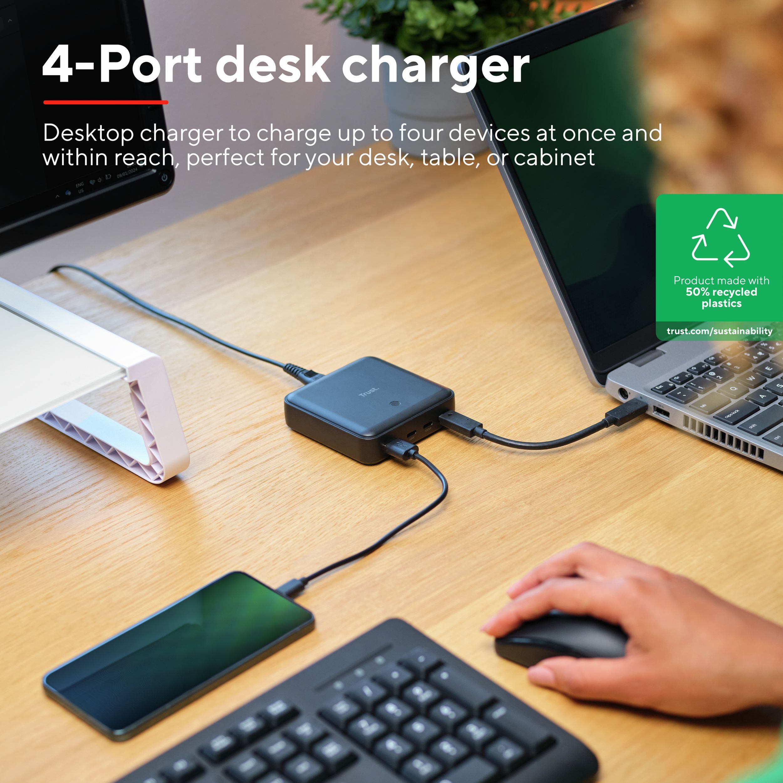 Зарядное устройство сетевое Trust Maxo 100Вт, 3xUSB-C/USB-A ,PD, Black (25242_TRUST) фото 8