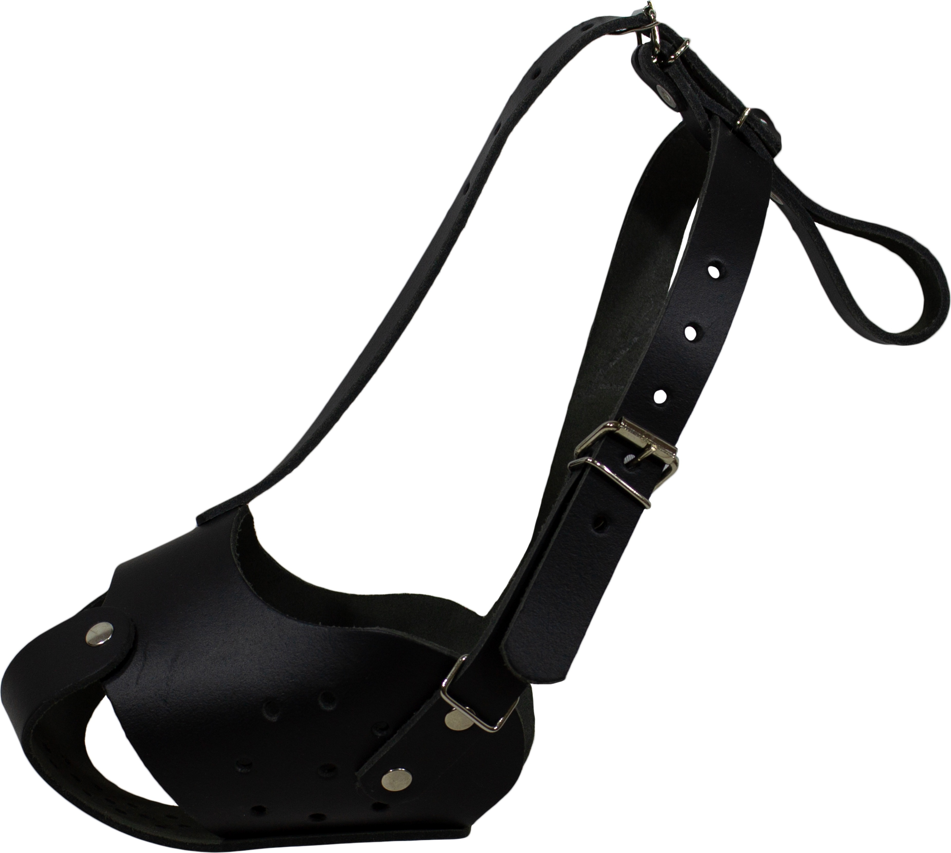 Намордник Lucky Pet Стафф шкіряний суцільний чорний 28см/9смфото2