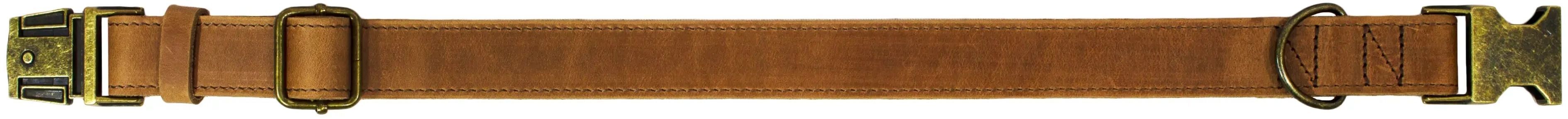 Ошейник Lucky Pet кожаный двойной фурнитура рыжий 2,5/35-45см фото 2