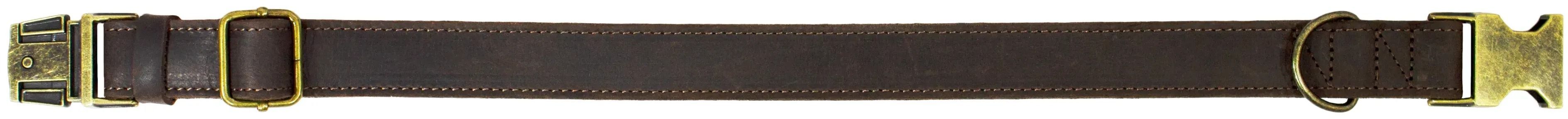 Нашийник Lucky Pet шкіряний подвійний фурнітура коричневий 2,5/35-45смфото2