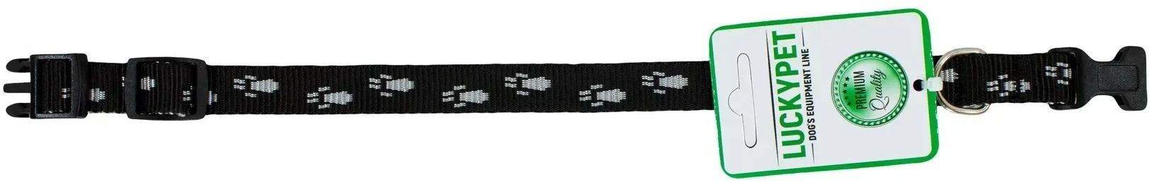 Ошейник Lucky Pet капроновый Лапки черно-серый 1,6см/26-36см фото 2