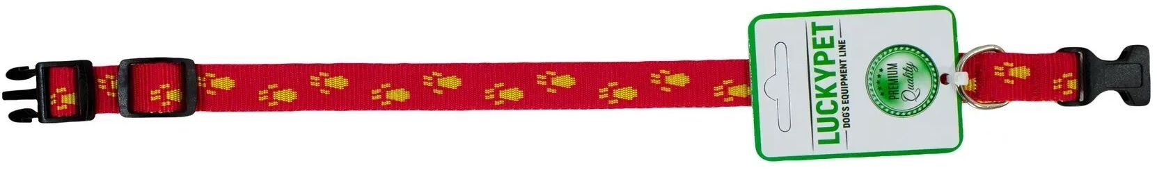 Нашийник Lucky Pet капроновий Лапки червоно-жовтий 1,6см/26-36смфото2