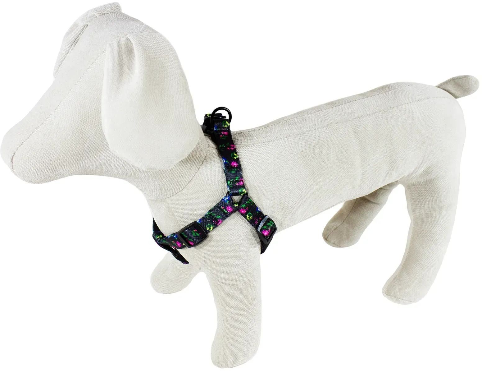 Шлея Lucky Pet капроновая Цветочная ночь 25мм/50-81см фото 2