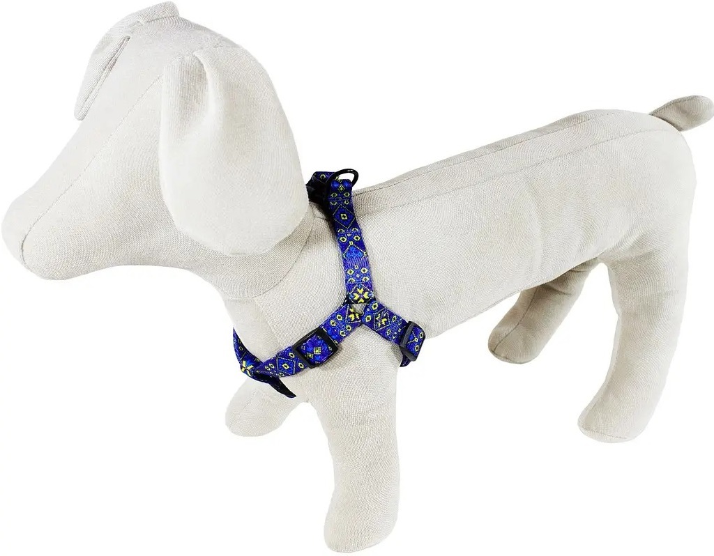 Шлея Lucky Pet капроновая Вышиванка голубая 25мм/50-81см фото 2