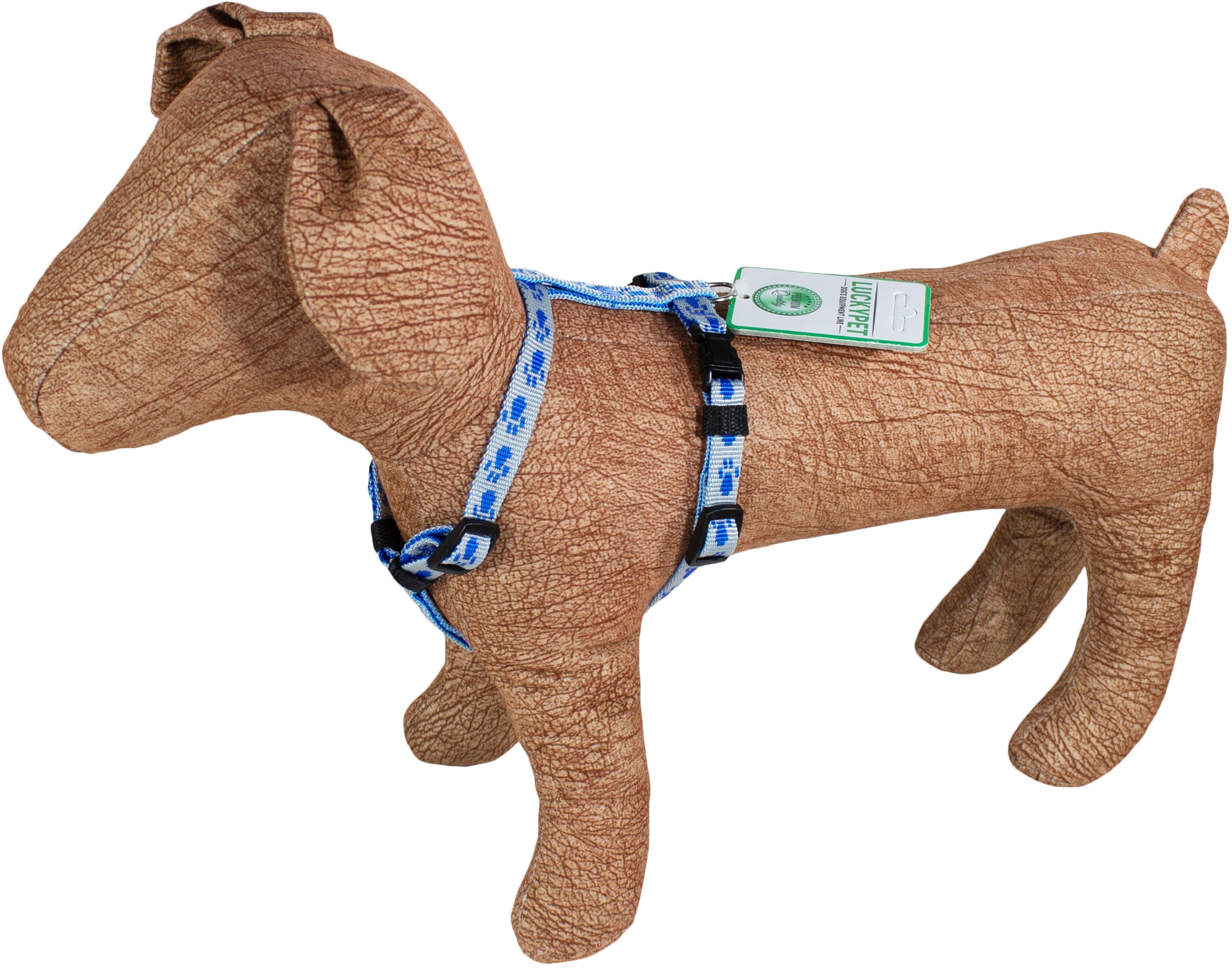 Шлея Lucky Pet капрновая Н-образная Лапки серо-голубая 2,0/40-60см/58-80см фото 2