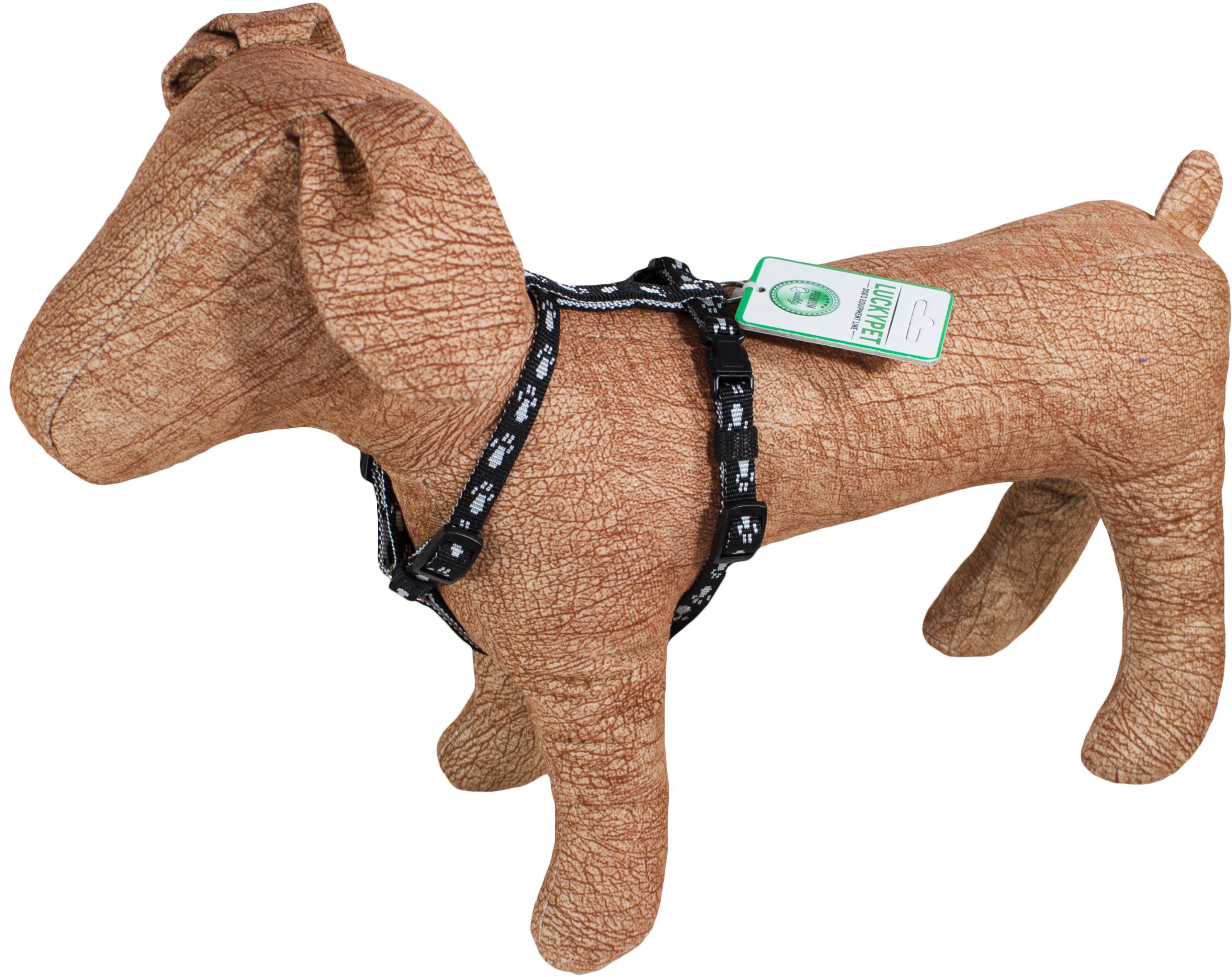 Шлея Lucky Pet капрновая Н-образная Лапки черно-серая 2,0/40-60см/58-80см фото 2