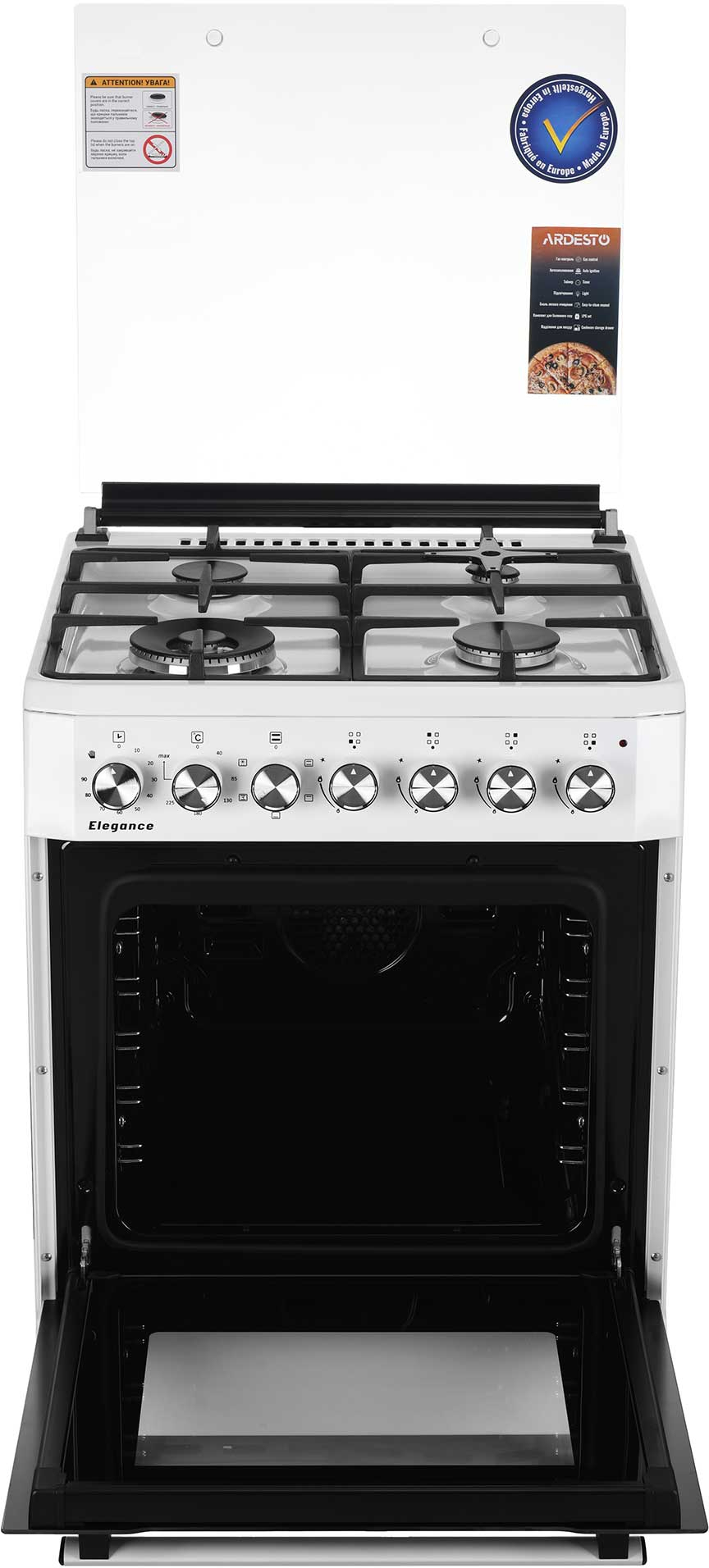 Комплект плита комбинированная ARDESTO FSCF-C606W + набор посуды ARDESTO 6 предметов AR3606G фото 3