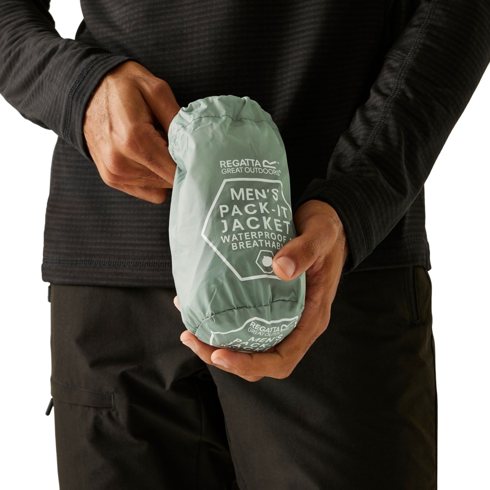 Ветровка мужская Regatta Pack It Jkt III RMW281-R6B M серо-зеленая фото 8