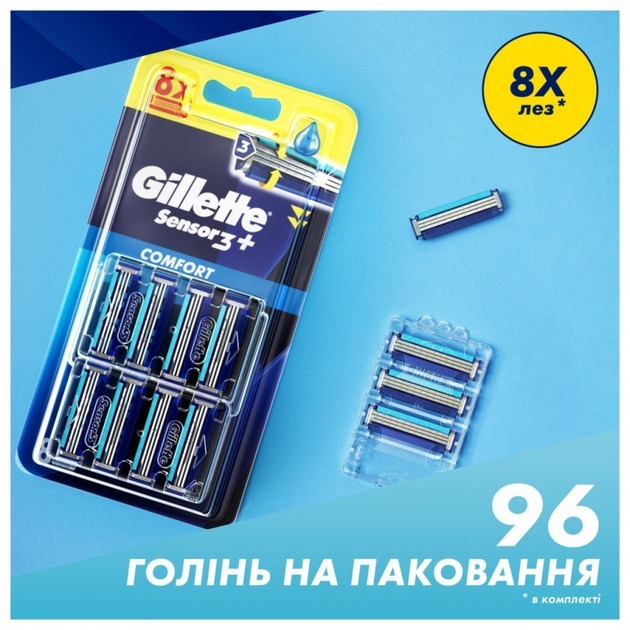 Змінні картриджі для гоління Gillette Sensor 3 Plus Comfort для гоління 8 штфото