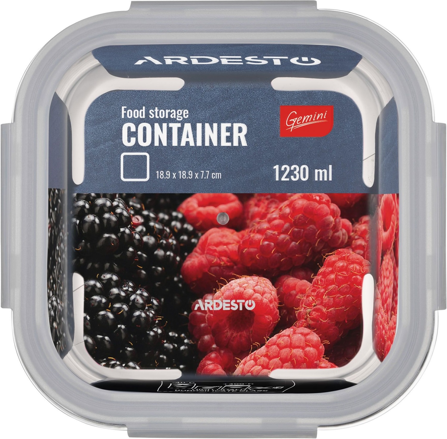 Контейнер для хранения пищевых продуктов Ardesto Gemini 1.23л, квадратный (AR1212BSQ) фото