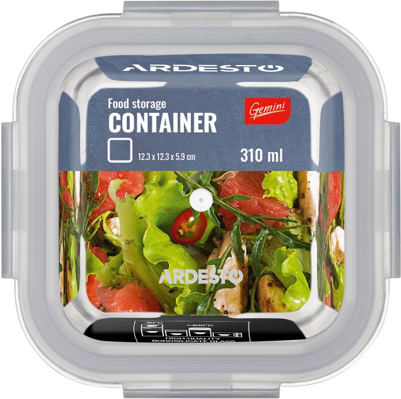 Контейнер для хранения пищевых продуктов Ardesto Gemini 0.31л, квадратный (AR1230BSQ) фото 2