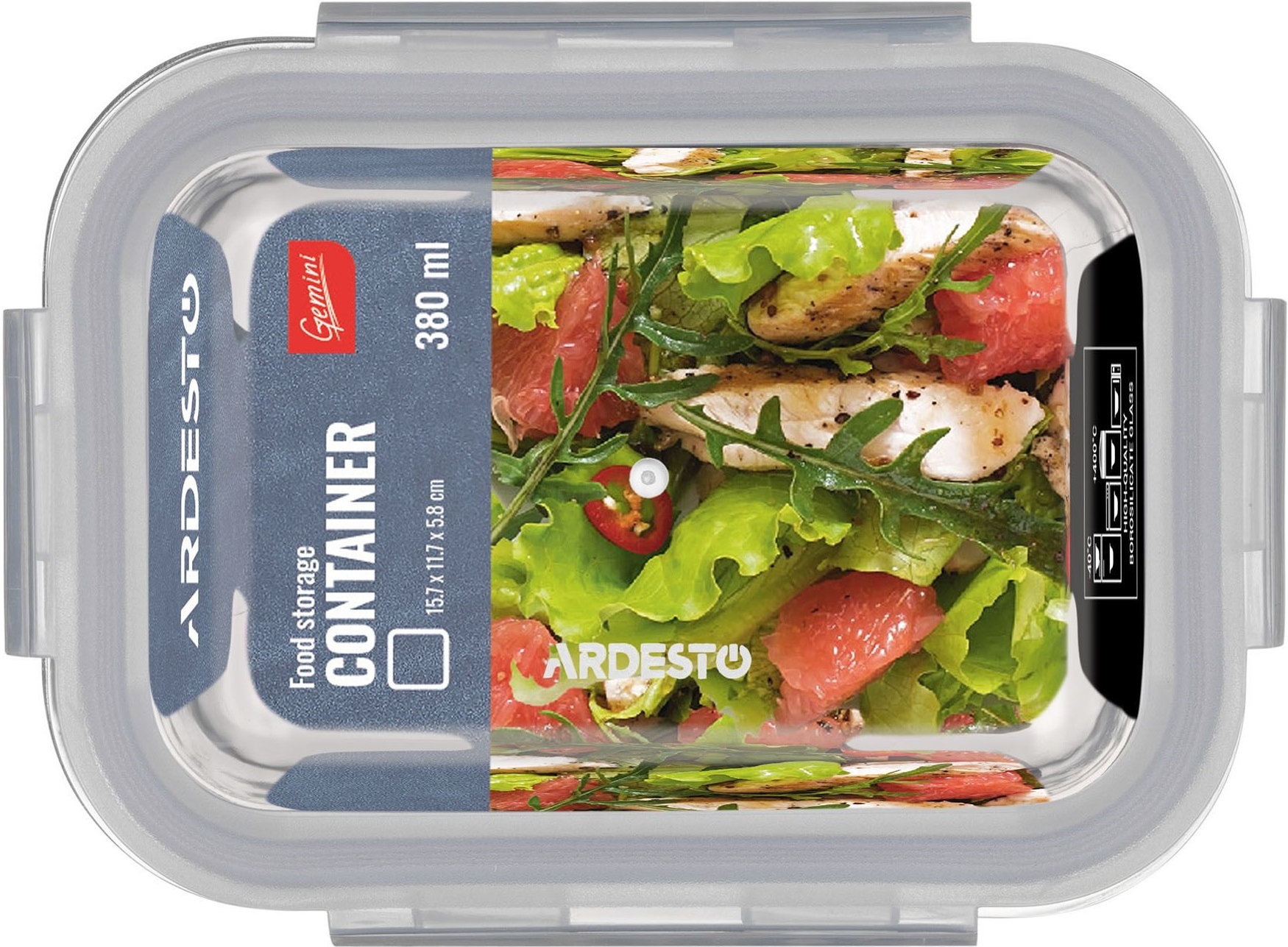 Контейнер для хранения пищевых продуктов ARDESTO Gemini 0.38л, прямоугольный (AR1240BRC) фото 2