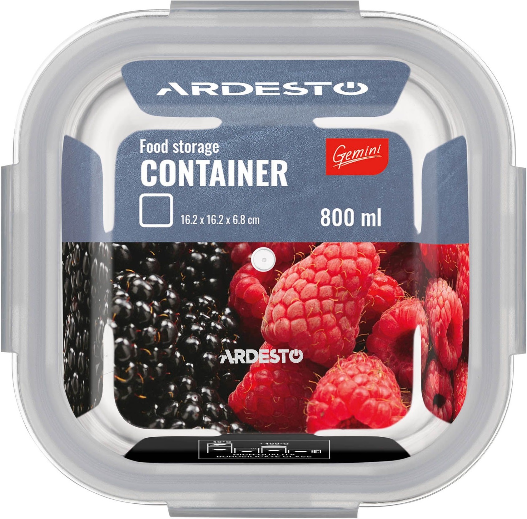 Контейнер для зберігання харчових продуктів ARDESTO Gemini 0.8л, квадратний (AR1280BSQ)фото