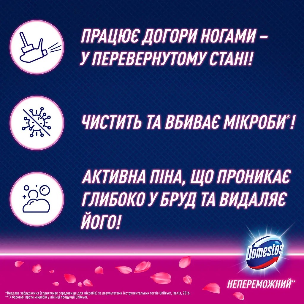 Пена для чистки ванной и унитаза Domestos Power Foam Цветочная свежесть 435 мл фото 6