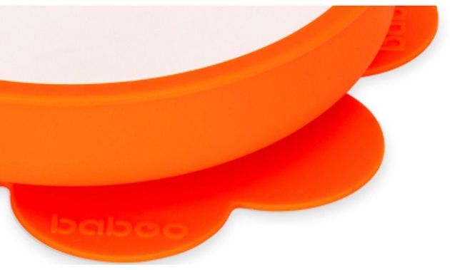 Тарелка силиконовая BABOO с противоскользящим основанием 15см, оранжевая, 6+ мес (9-023) фото 4