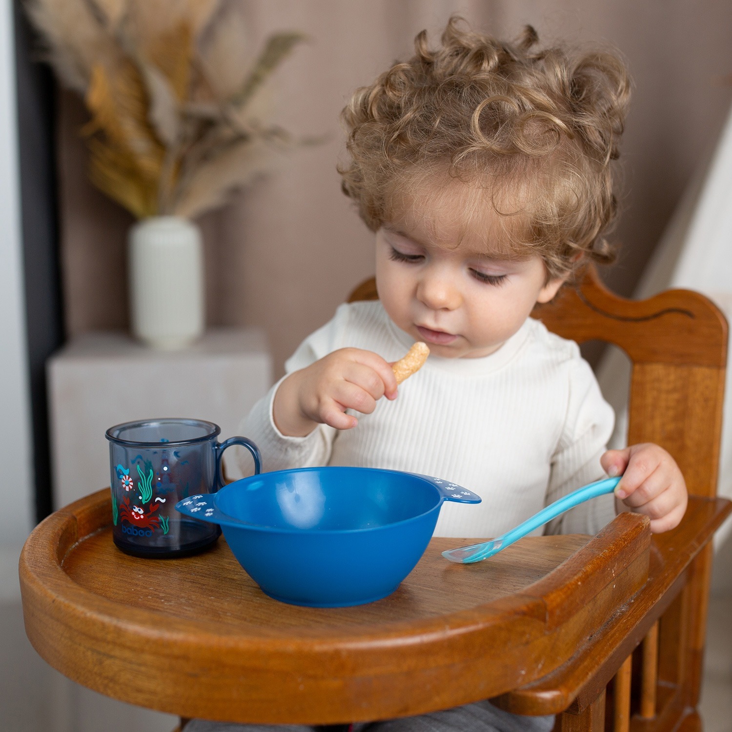 Мисочка BABOO с ручками, Safari, синяя, 6+ мес (9-026) фото 3