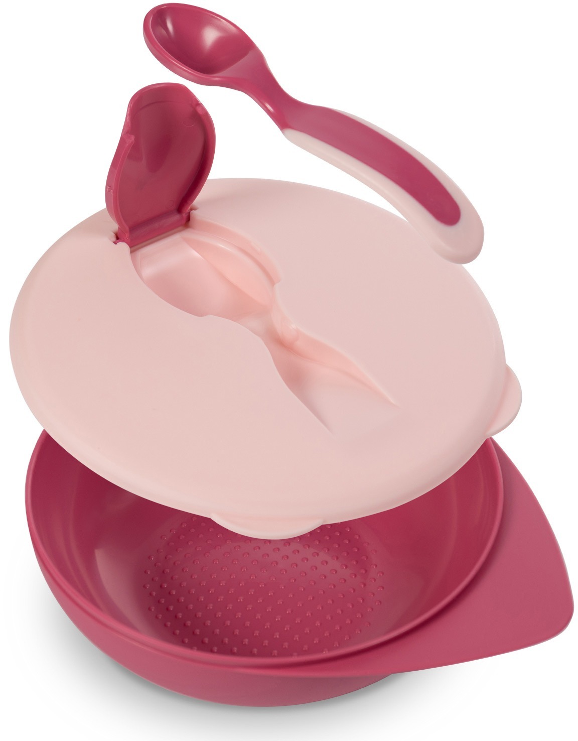 Мисочка BABOO с крышкой и ложечкой, розовая, 6+ мес (9-027) фото 2