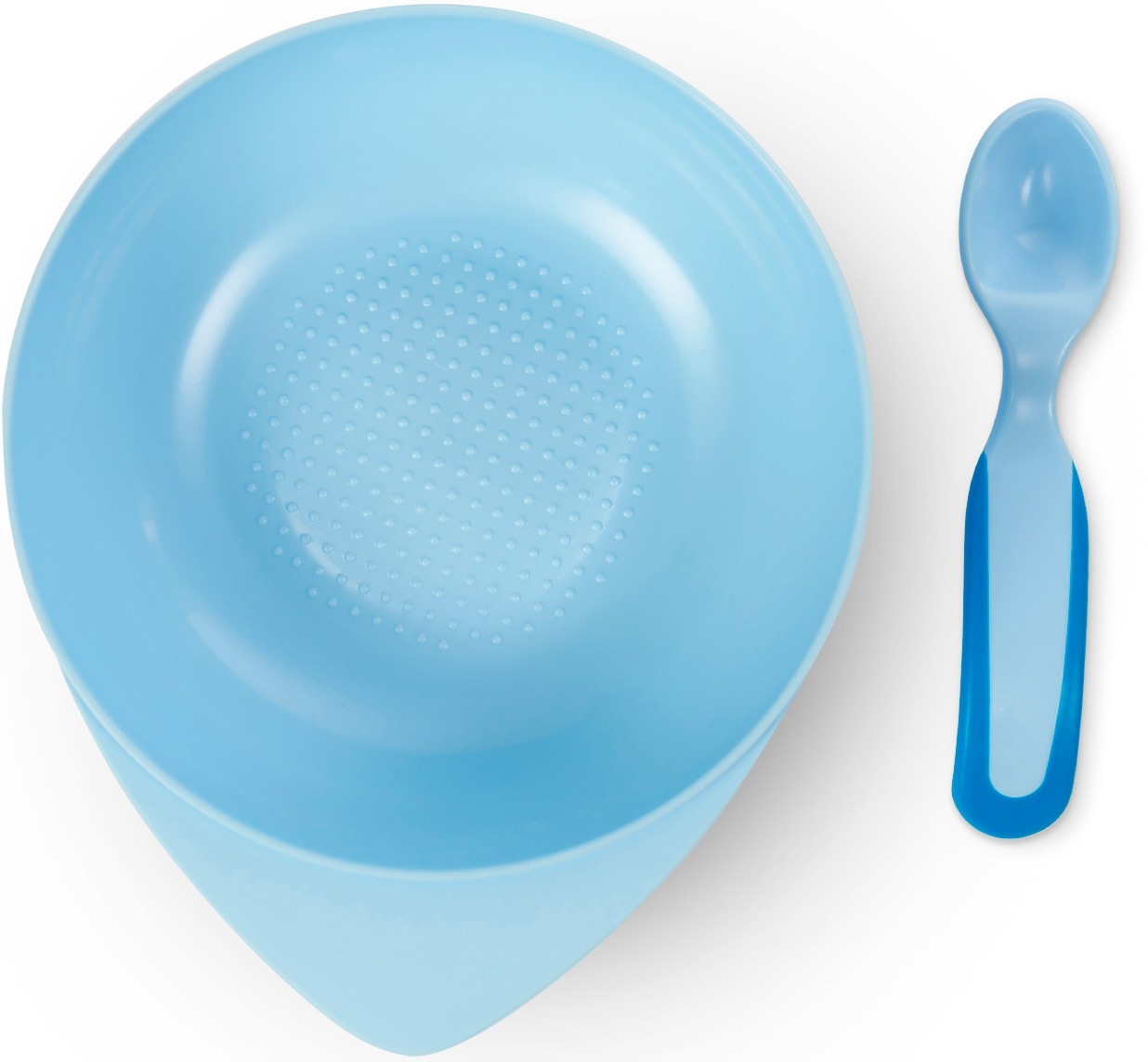 Мисочка BABOO с крышкой и ложечкой, синяя, 6+ мес (9-029) фото 3