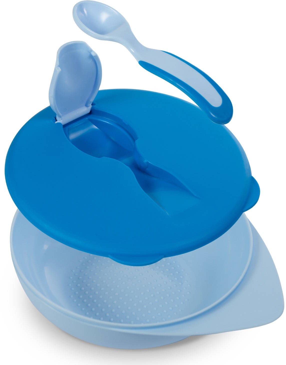 Мисочка BABOO с крышкой и ложечкой, синяя, 6+ мес (9-029) фото 2