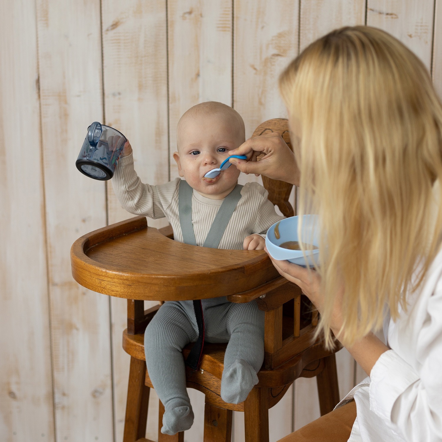 Мисочка BABOO с крышкой и ложечкой, синяя, 6+ мес (9-029) фото 4