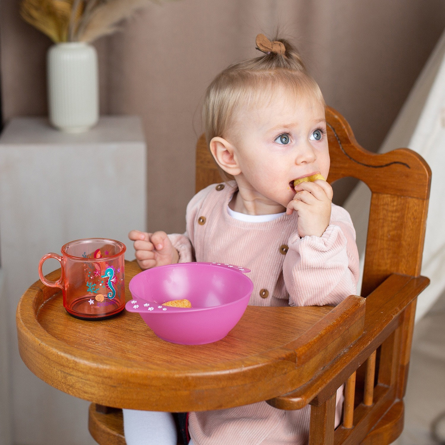 Мисочка BABOO с ручками, Safari, розовая, 6+ мес (9-030) фото 3