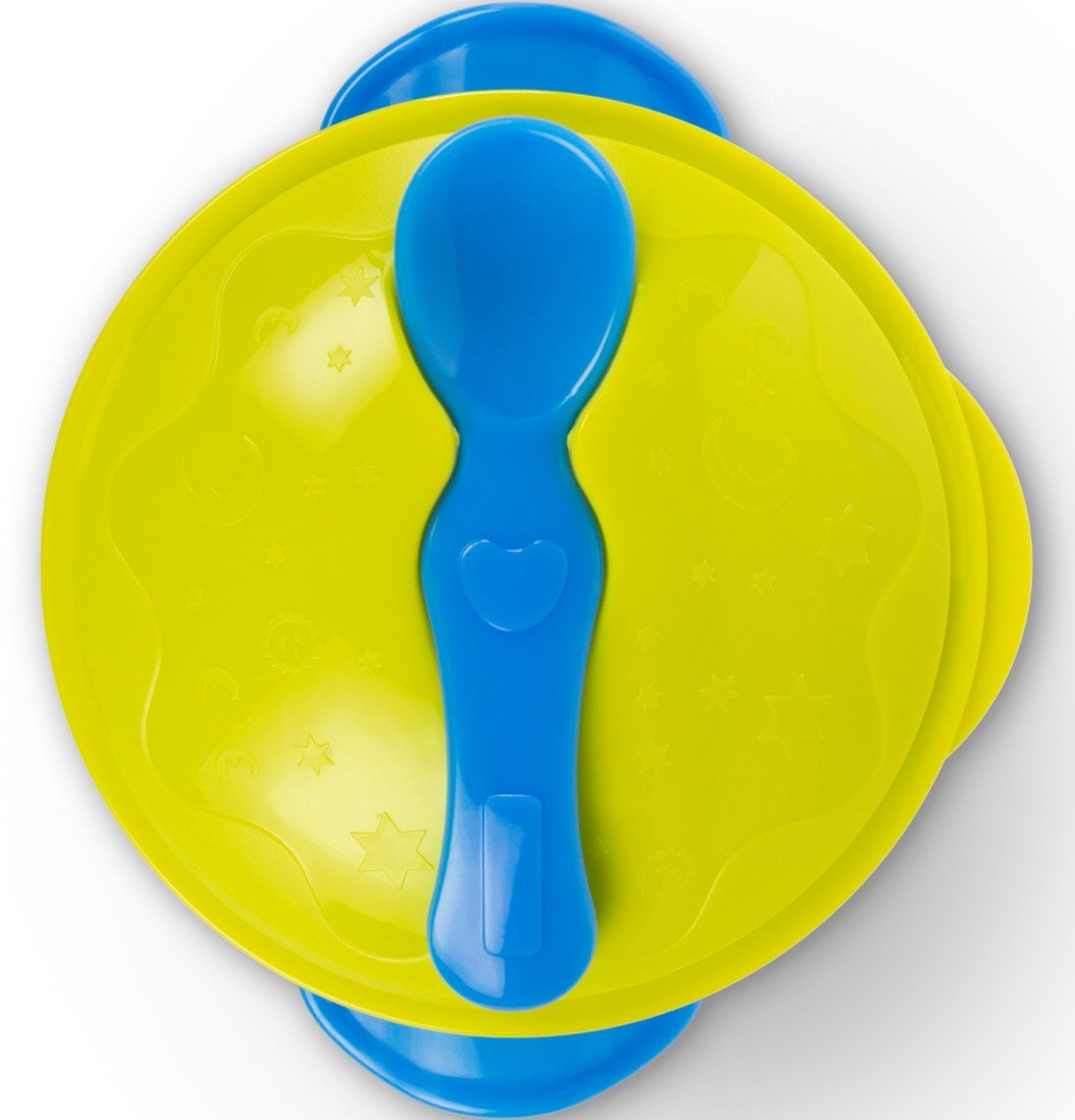 Мисочка BABOO с присоской, крышкой и ложечкой, желтая, 6+ мес (9-033) фото 3