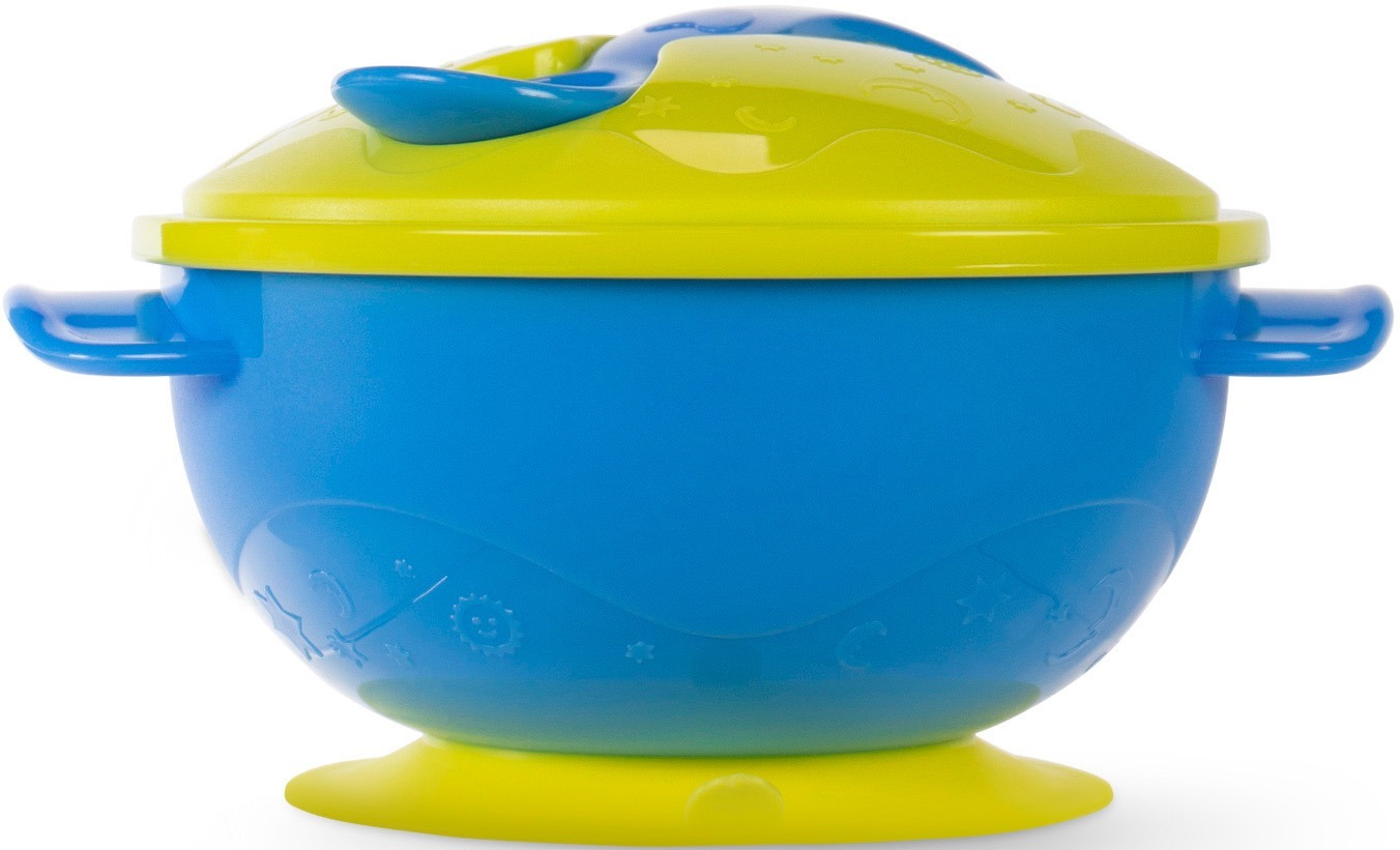 Мисочка BABOO с присоской, крышкой и ложечкой, желтая, 6+ мес (9-033) фото 2